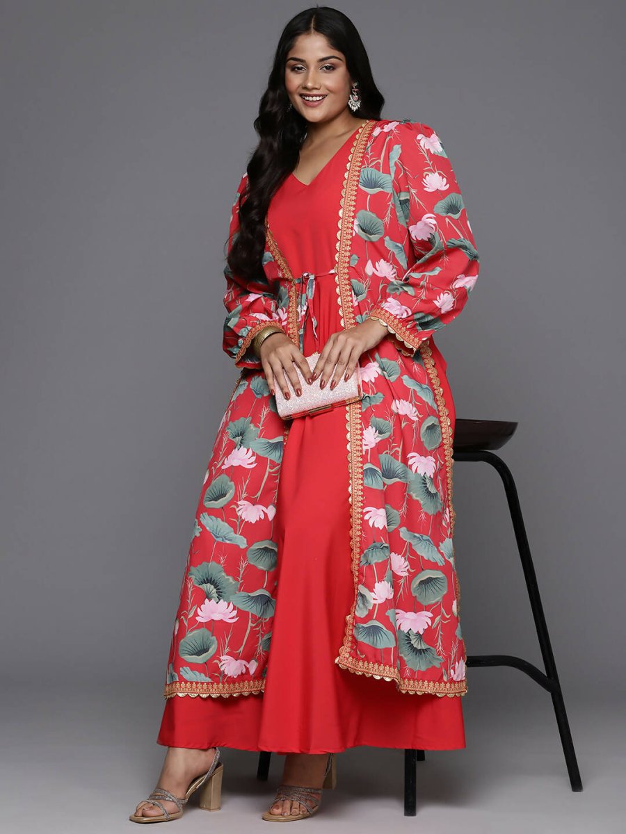 Ahalyaa Women's Traditional wear Ethnic Dress - Red - Distacart