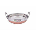 Heavy Gauge Stainless Steel Kadhai Cookware with Copper Bottom and Silver