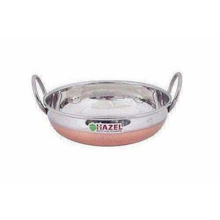 Heavy Gauge Stainless Steel Kadhai Cookware with Copper Bottom and Silver