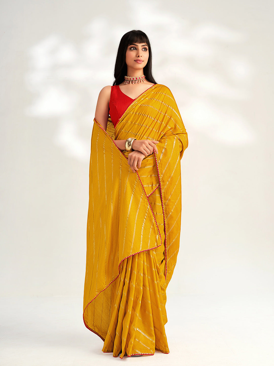 Sangria Striped Silk Blend Saree - Distacart