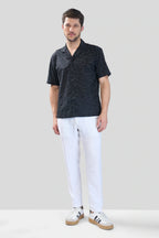 Xkind Black Embroidered Relaxed Fit Shirt
