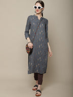 Sangria Women Charcoal & Beige Printed Kurta