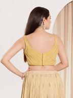 Joban Fashion Gold Tissue Padded Blouse With Sweetheart Neck Sleeveless - Distacart