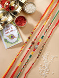 NVR Women & Men Set of 4 Multicolor Artificial stone and beads Rakhi With Roli Chawal & Chocolate - Distacart
