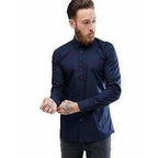 Men's Contrast Button Slim Fit Formal Shirt - Distacart