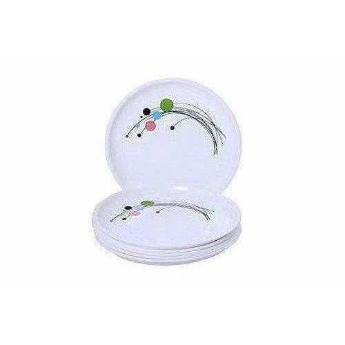 Round Plastic Half Plate Set, Set of 6, White