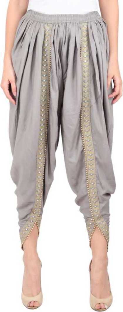 PAVONINE Grey Color Embellished Beetel Rayon Fabric Patiala For Women & Girls