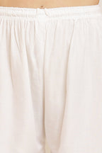 PAVONINE White Color Straight Fit Rayon Fabric Palazzo - Distacart
