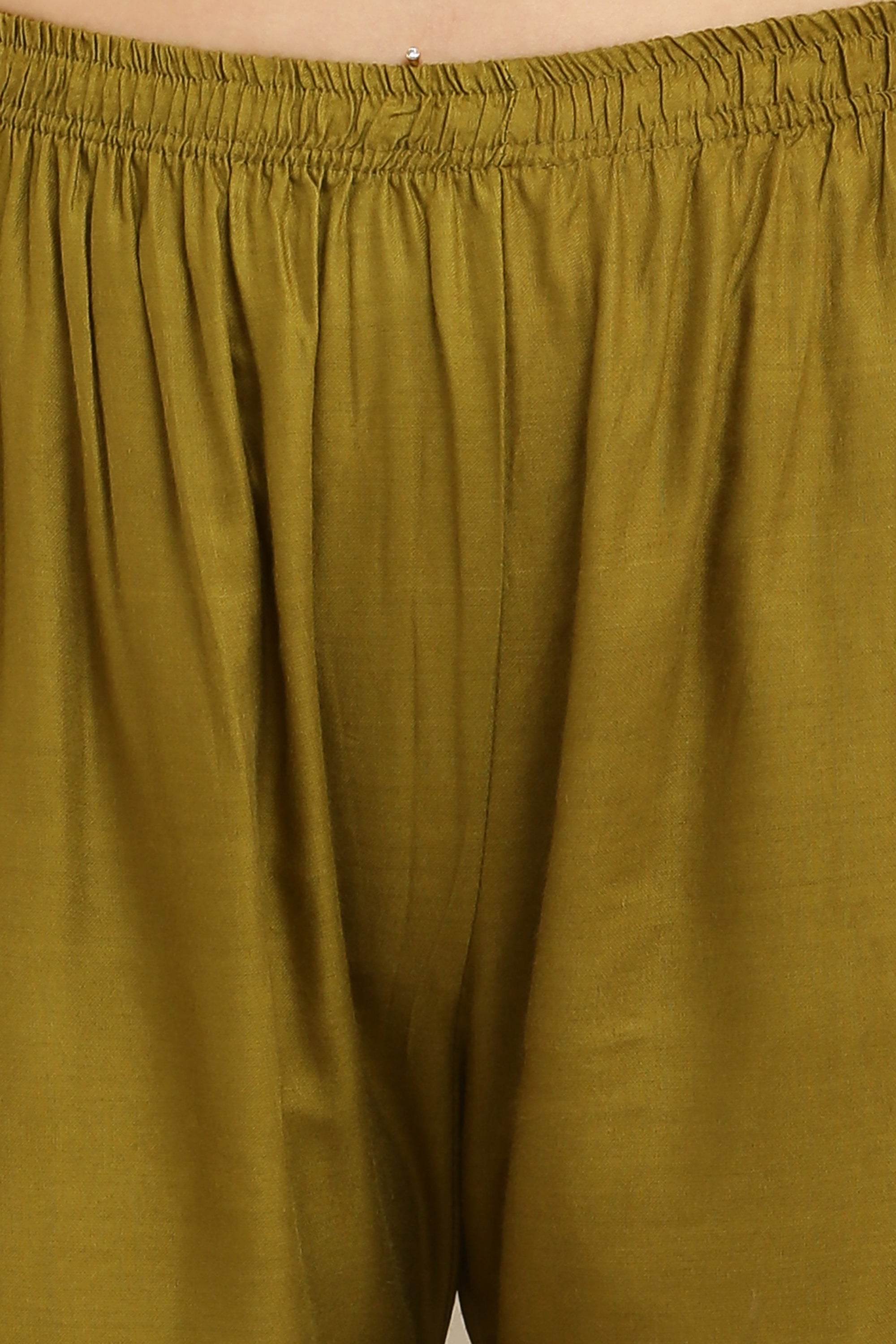 PAVONINE Mehandi Green Color Straight Fit Rayon Fabric Palazzo - Distacart