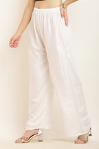PAVONINE White Color Straight Fit Rayon Fabric Palazzo - Distacart