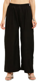 PAVONINE Black Color Straight Fit Rayon Fabric Palazzo - Distacart
