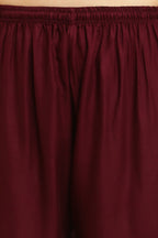PAVONINE Wine Color Straight Fit Rayon Fabric Palazzo - Distacart