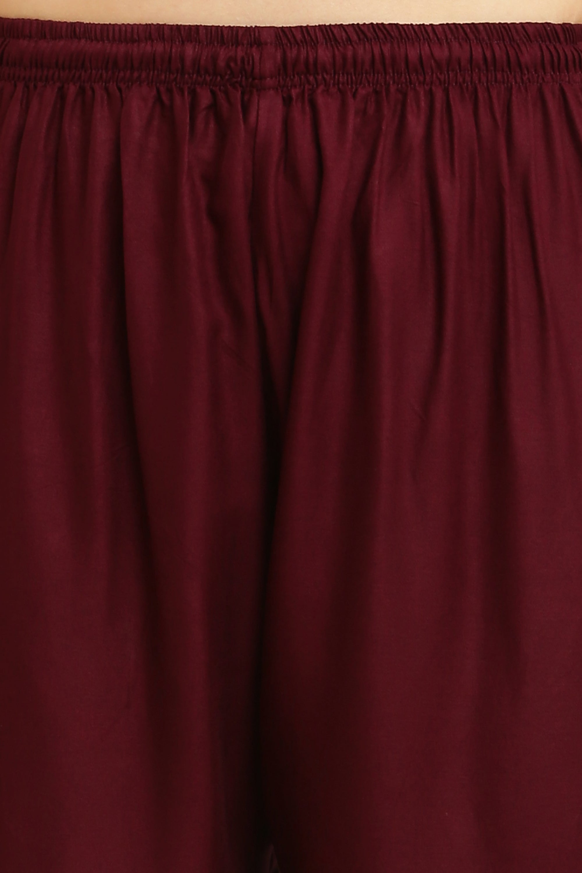 PAVONINE Wine Color Straight Fit Rayon Fabric Palazzo - Distacart