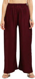 PAVONINE Wine Color Straight Fit Rayon Fabric Palazzo - Distacart