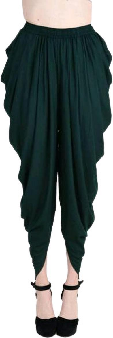 PAVONINE Bottle Green Color Solid Beetel Rayon Fabric Patiala For Women & Girls - Distacart
