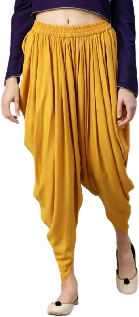 PAVONINE Mustard Color Solid Beetel Rayon Fabric Patiala For Women & Girls