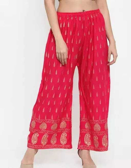 PAVONINE Rani Color Rayon Fabric Bhutta Print Palazzo For Women