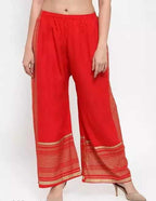 PAVONINE Red Color Rayon Fabric Side Print Palazzo For Women - Distacart