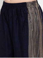 PAVONINE Navy Blue Color Rayon Fabric Side Print Palazzo For Women - Distacart