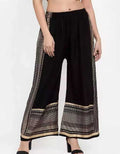 PAVONINE Black Color Rayon Fabric Side Print Palazzo For Women - Distacart