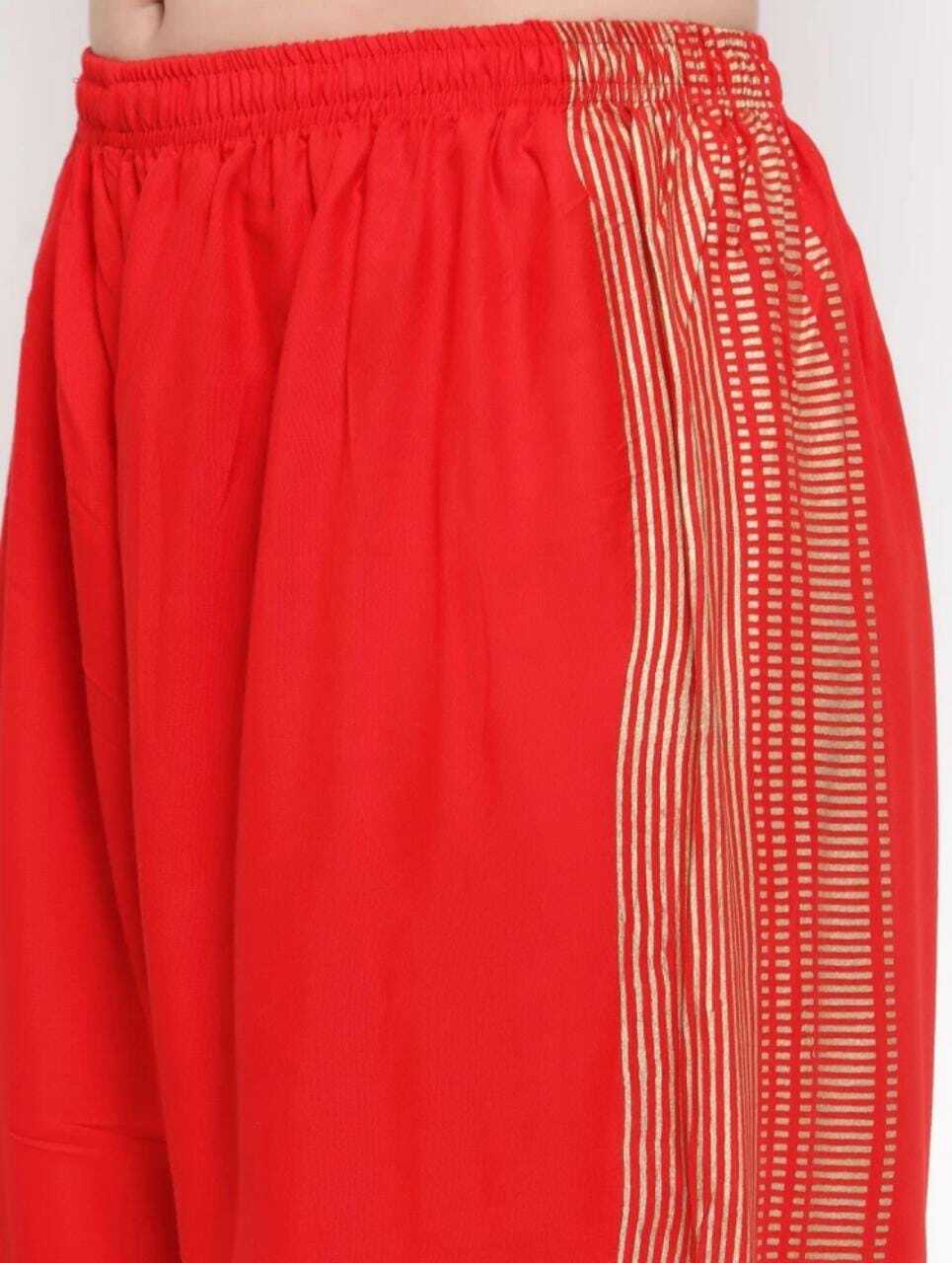 PAVONINE Red Color Rayon Fabric Side Print Palazzo For Women - Distacart