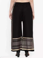 PAVONINE Black Color Rayon Fabric Side Print Palazzo For Women - Distacart