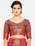 Saree Mall Pink Silk Blend Printed Kanjeevaram Saree - Distacart
