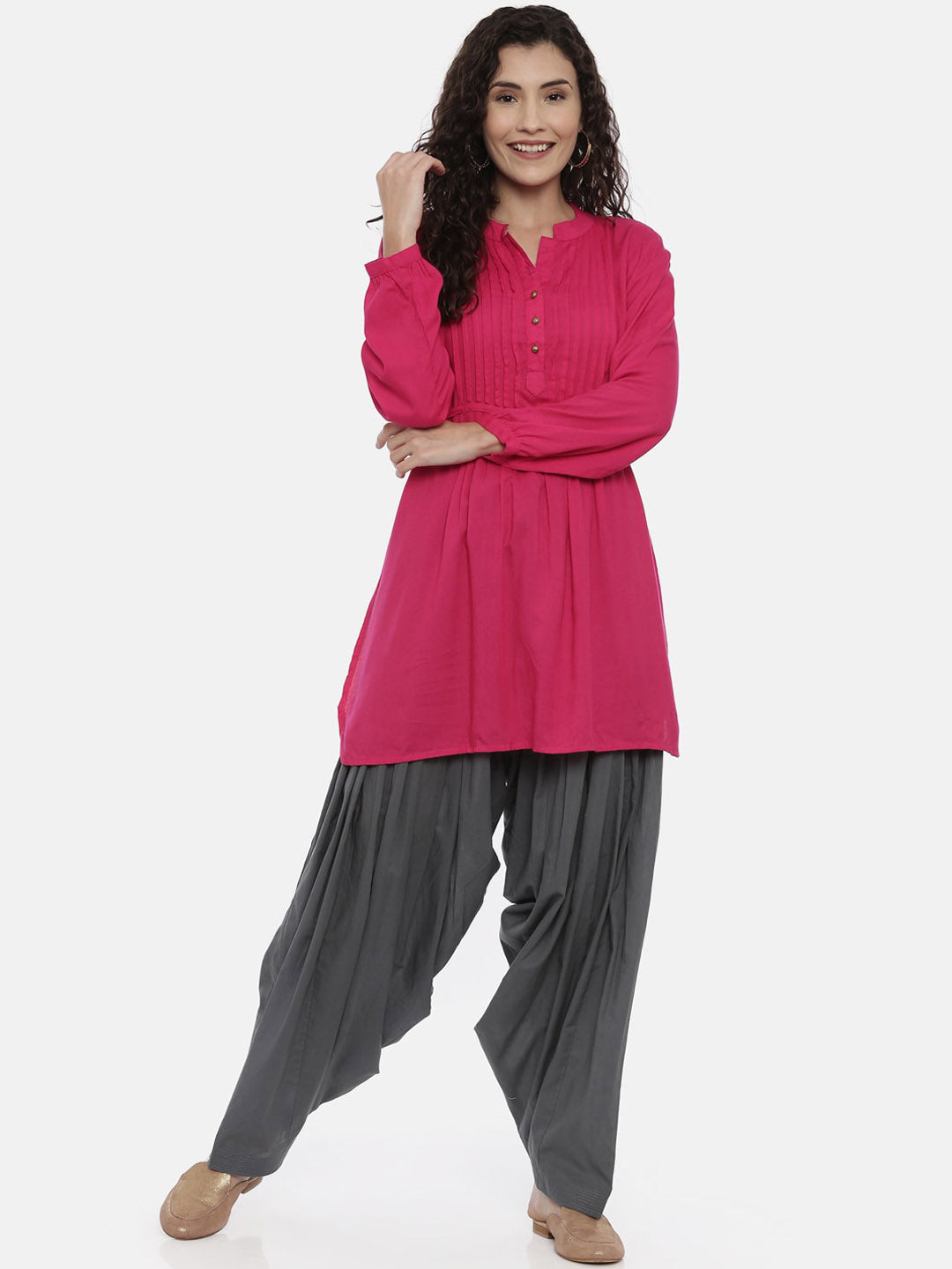 Souchii Women Grey Solid Loose-Fit Patiala - Distacart