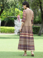 Juniper Women Brown Multi Georgette Festive Printed Flared Anarkali Kurta - Distacart