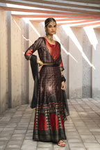 Juniper Black Dull Satin Festive Printed Crop Choli-Skirt Dupatta For Women - Distacart