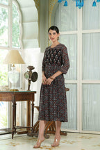 Juniper Black Georgette Festive Printed Anarkali Flared Anarkali Kurta For Women - Distacart
