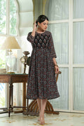 Juniper Black Georgette Festive Printed Anarkali Flared Anarkali Kurta For Women - Distacart