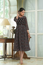 Juniper Black Georgette Festive Printed Anarkali Flared Anarkali Kurta For Women - Distacart