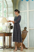 Juniper Indigo Georgette Festive Printed Anarkali Flared Anarkali Kurta For Women - Distacart