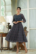 Juniper Indigo Georgette Festive Printed Anarkali Flared Anarkali Kurta For Women - Distacart