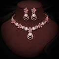 Tehzeeb Creations Rose Gold-Polished Lavender Colour Necklace With Stud