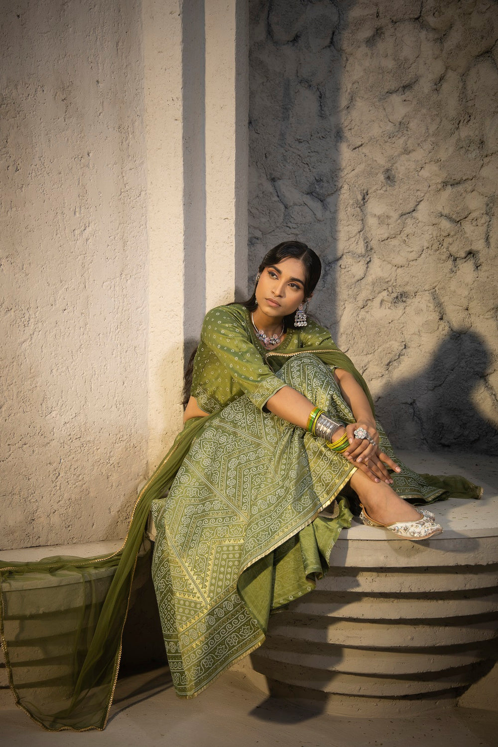 Juniper Green Santoon Slub Festive Printed Crop Lehenga Choli Dupatta For Women - Distacart