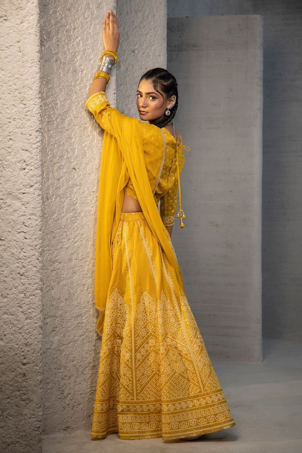 Juniper Mustard Santoon Slub Festive Printed Crop Lehenga Choli Dupatta Set - Distacart