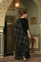 Juniper Black Velvet Festive Solid Straight Skd For Women - Distacart