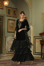 Juniper Black Velvet Festive Solid Straight Skd For Women - Distacart