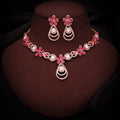 Tehzeeb Creations Rose Gold-Polished Pink Colour Necklace With Stud