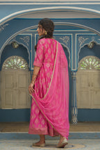 Juniper Pink Chanderi Festive Solid Embroidered Flared Maxi Dupatta For Women - Distacart