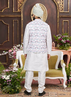 Raivat Ethnic Art Silk Digital Print Work Jacket Set In Multicolour