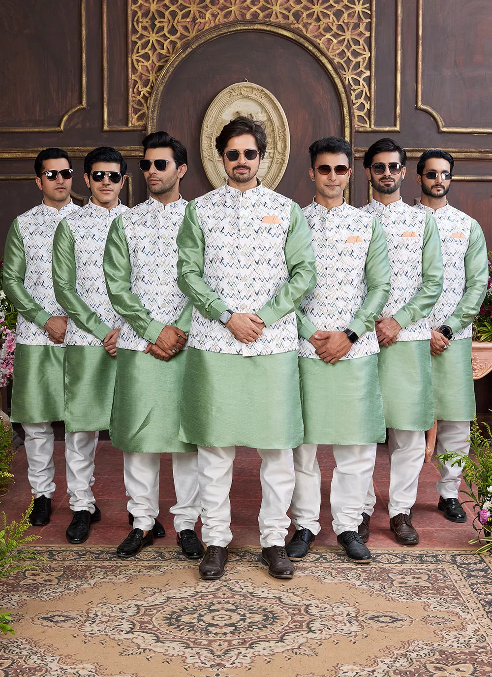 Raivat Ethnic Art Silk Digital Print Work Jacket Set In Multicolour