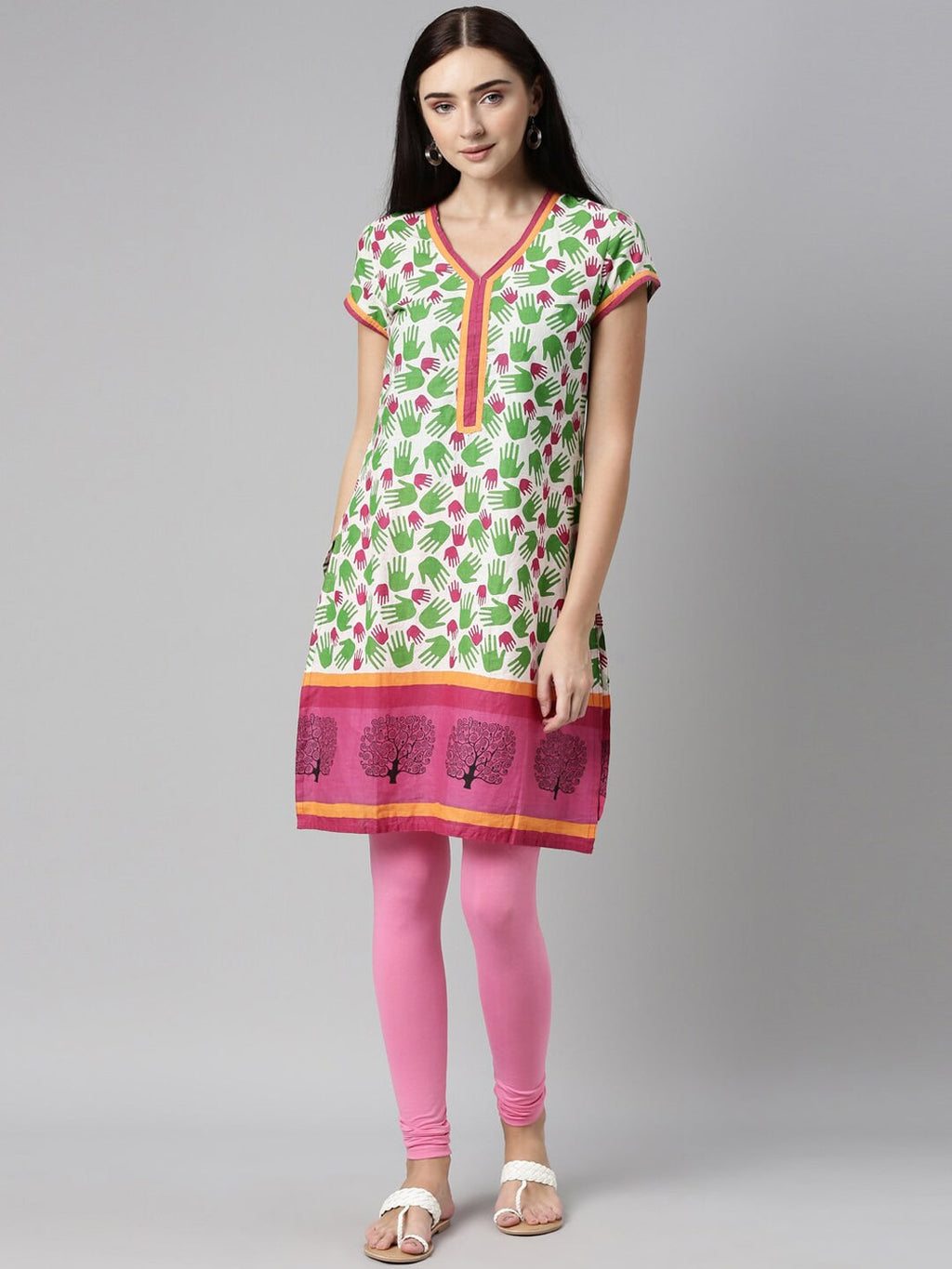 Souchii Pink Solid Slim-Fit Churidar-Length Leggings - Distacart