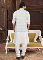 Raivat Ethnic Art Silk Digital Print Work Jacket Set In Multicolour