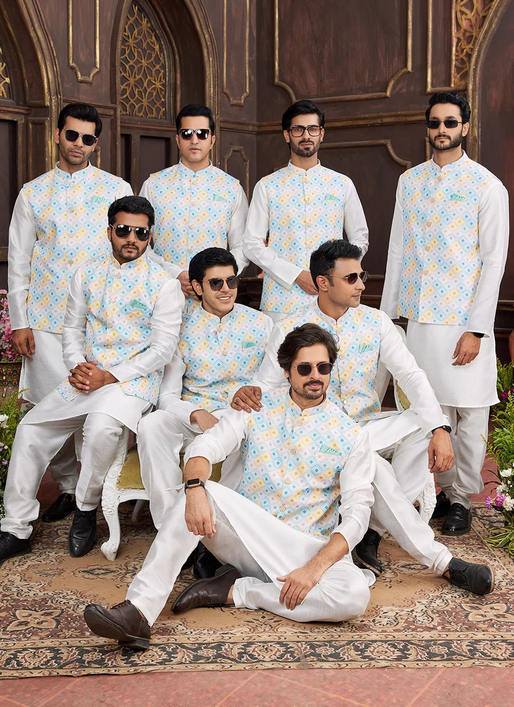 Raivat Ethnic Art Silk Digital Print Work Jacket Set In Multicolour