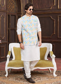 Raivat Ethnic Art Silk Digital Print Work Jacket Set In Multicolour