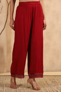 Juniper Women's Maroon Rayon Straight Solid Palazzo - Distacart