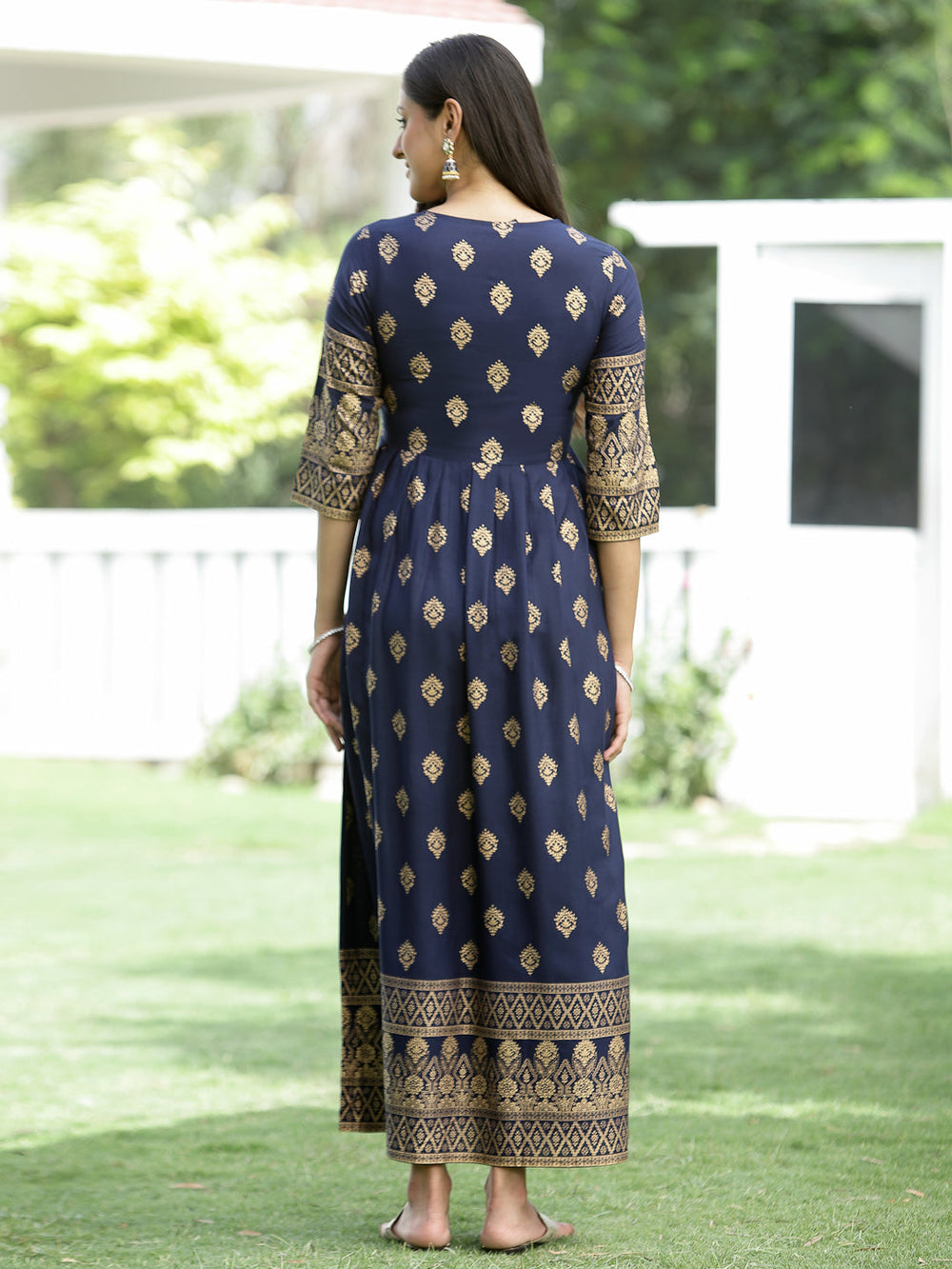 Juniper Indigo Rayon Festive Dress For Women - Distacart